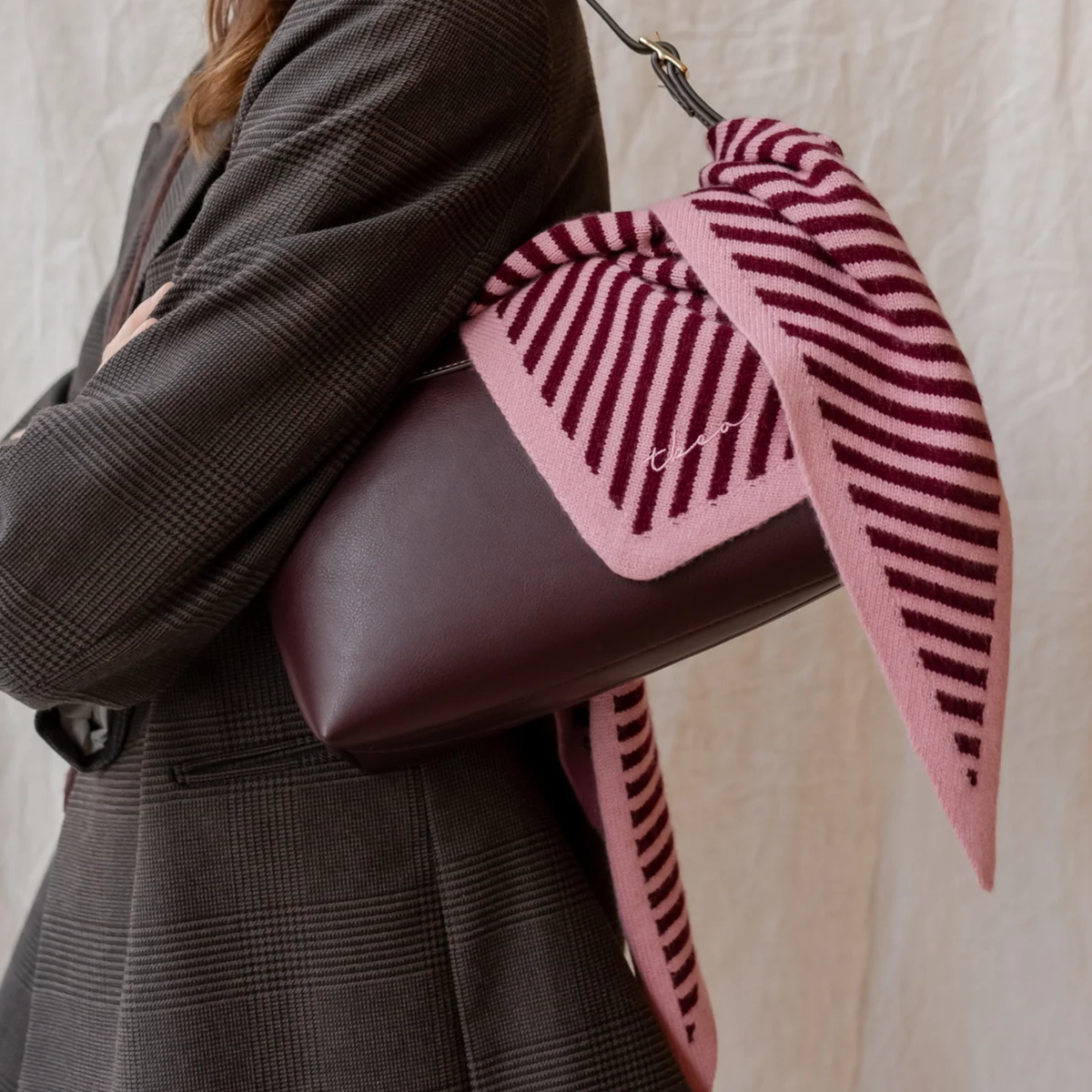 TBCo - Merino Triangle Scarf - Pink Stripe