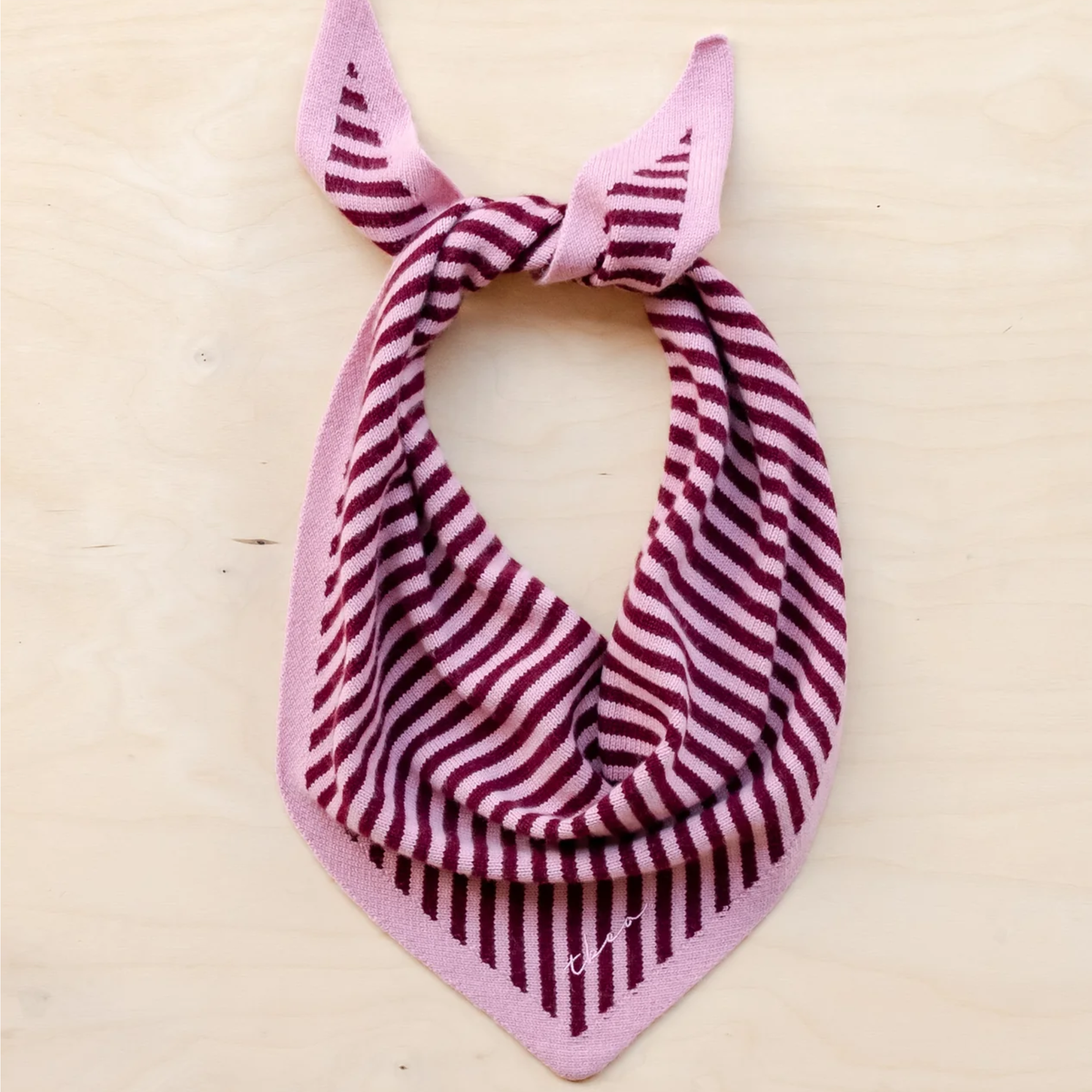 TBCo - Merino Triangle Scarf - Pink Stripe