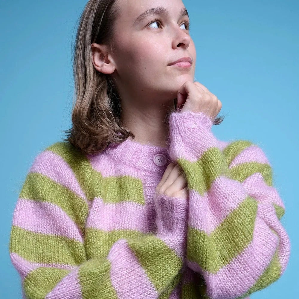 Yoke Studio - Cara Stripe Cardigan - Pink & Green