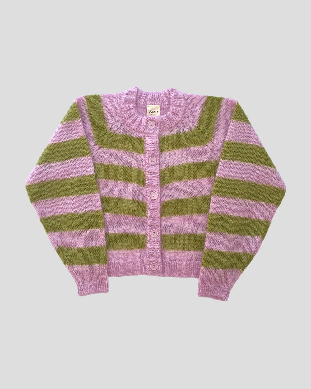 Yoke Studio - Cara Stripe Cardigan - Pink & Green