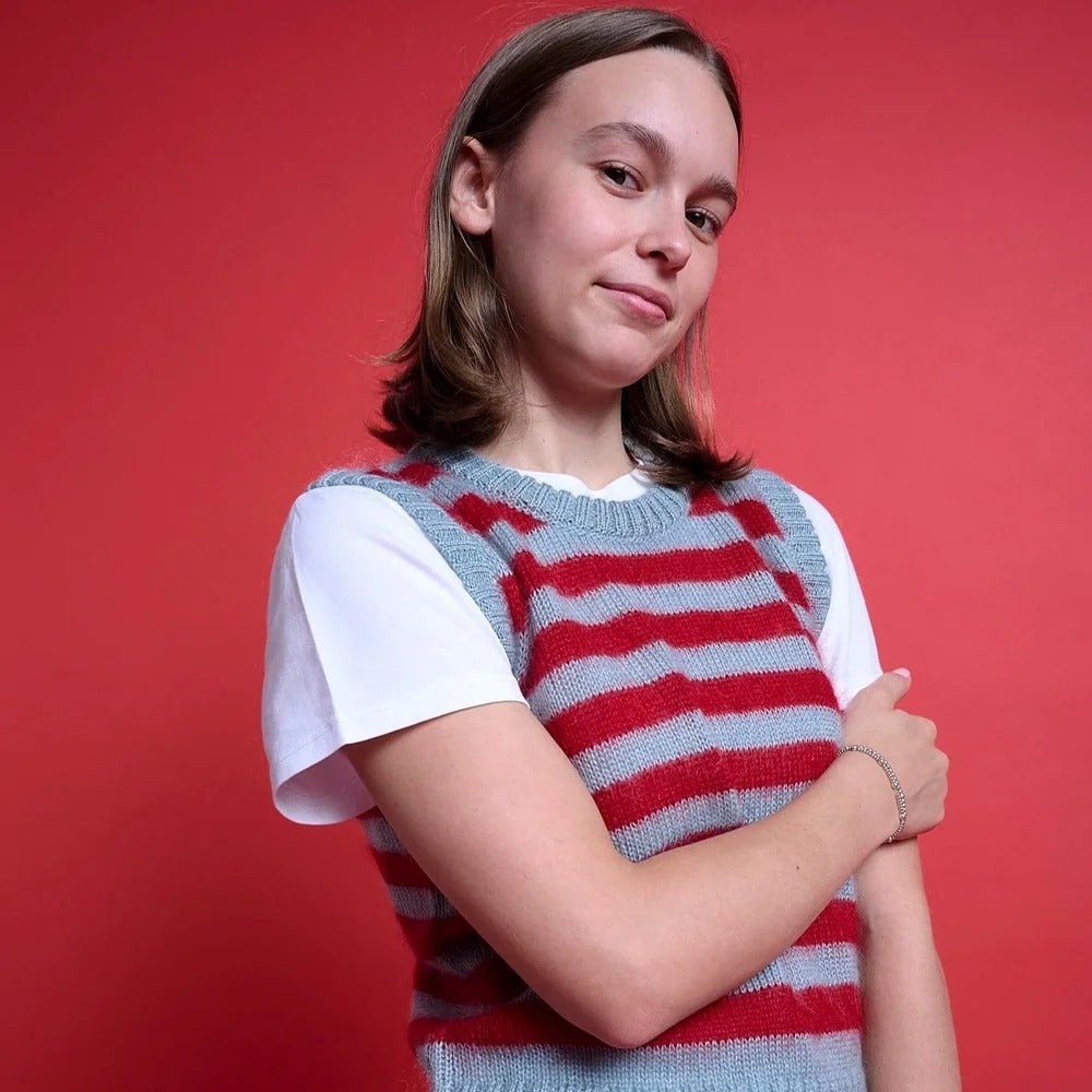 Yoke Studio - Stripe Vest - Blue & Red