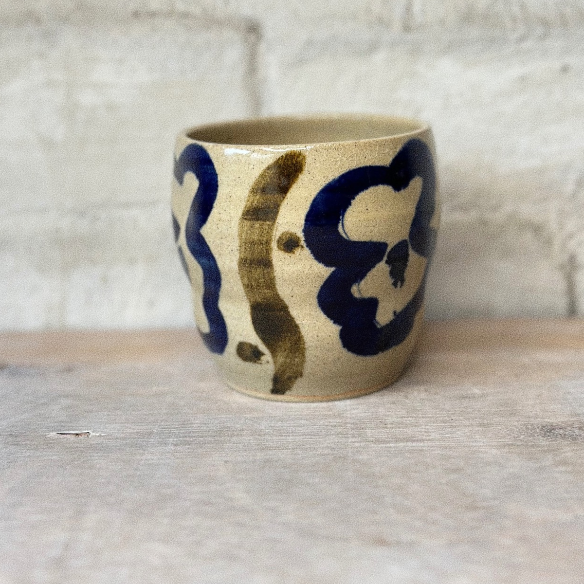 Zosia Ceramics - Latte Cup No Handle - Blue + Green Floral