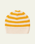 Gold Striped Knitted Beanie Hat