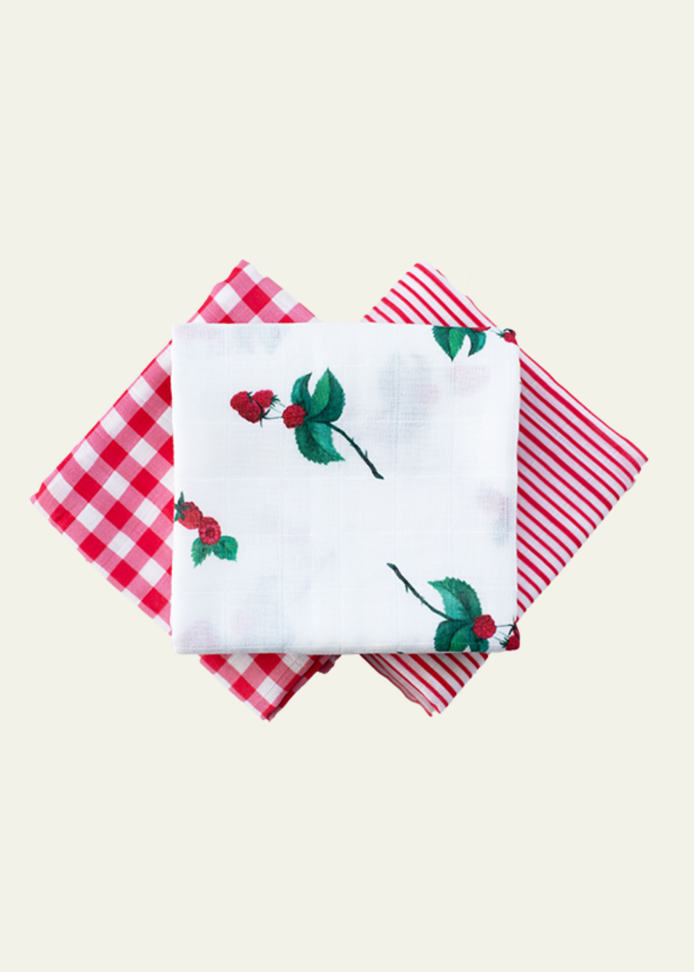 Evie & Skye Trio of Muslin Squares — Raspberry Orchard