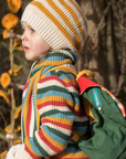 Gold Striped Knitted Beanie Hat