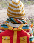 Gold Striped Knitted Beanie Hat