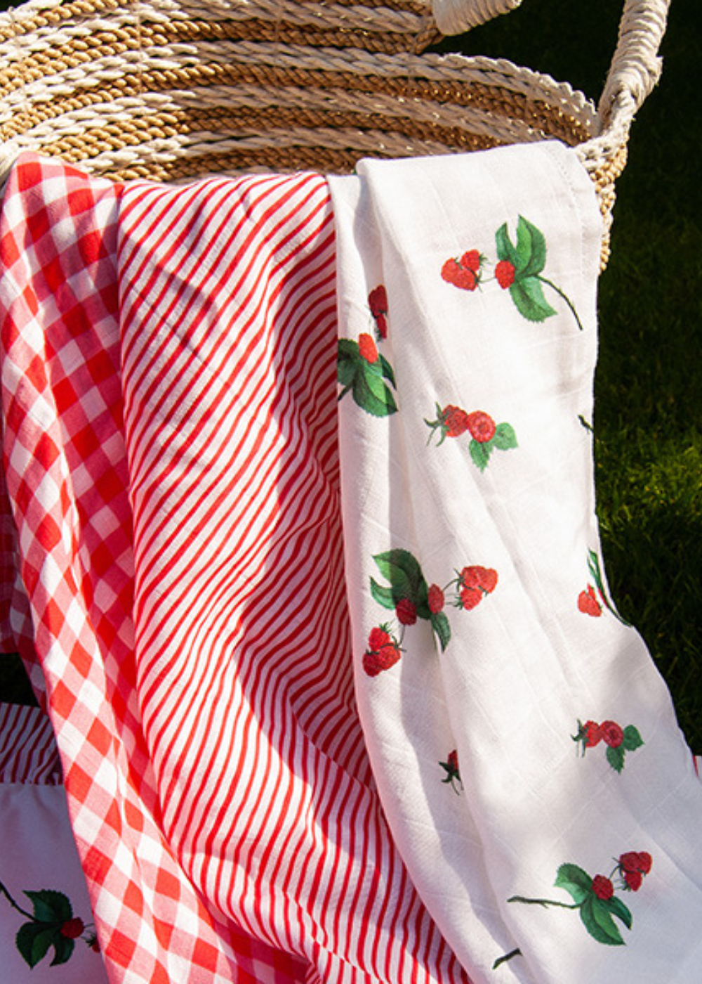 Evie & Skye Trio of Muslin Squares — Raspberry Orchard