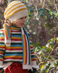 Gold Striped Knitted Beanie Hat