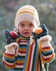 Gold Striped Knitted Beanie Hat