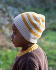 Gold Striped Knitted Beanie Hat