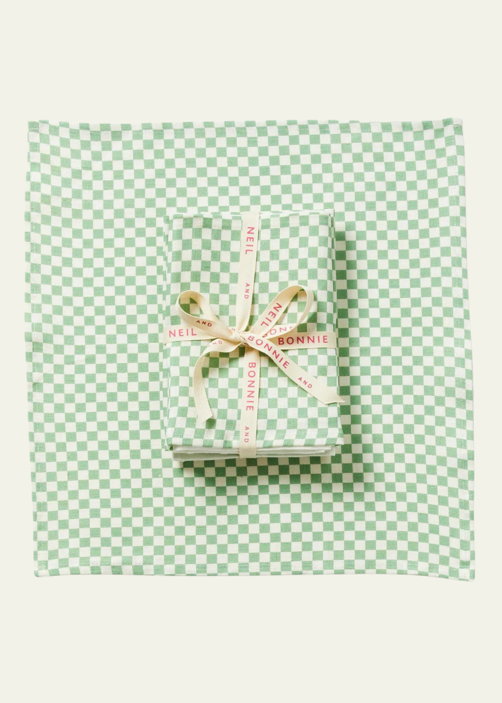 Bonnie and Neil Tiny Checkers Sage Napkins, Set of 6