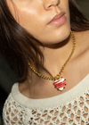 Sandralexandra XL Red & Ivory Milagros Heart & Belcher Chain Necklace