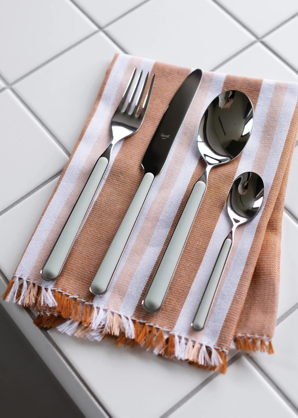 Bonnie and Neil Woven Stripe Peach Napkins, Set of 6