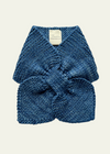 Hand-knitted Merino Little Scarf - Denim