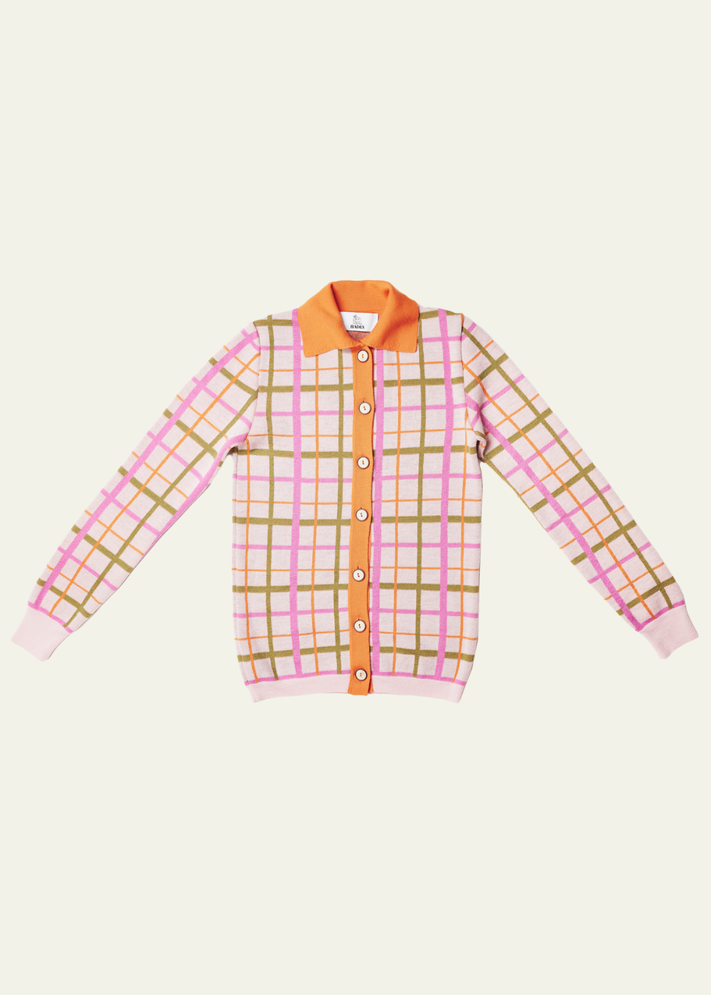 HADES Wool Barbauld Cardigan | Pink Check