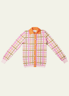  HADES Wool Barbauld Cardigan | Pink Check