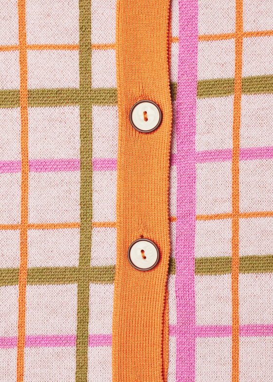 HADES Wool Barbauld Cardigan | Pink Check
