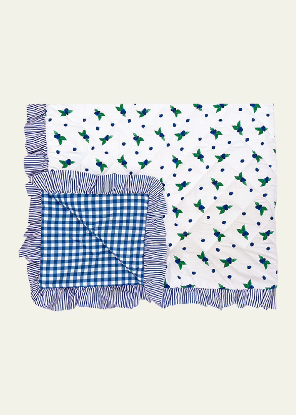 Evie &amp; Skye Ruffled Blueberry Quilt &amp; Pillow Set