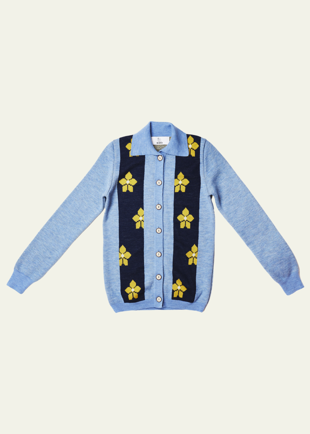 HADES Wool Barbauld Cardigan | Blue Flower