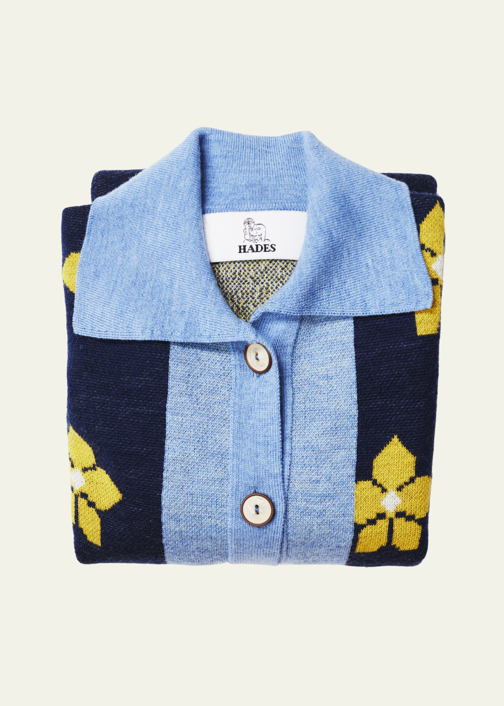 HADES Wool Barbauld Cardigan | Blue Flower