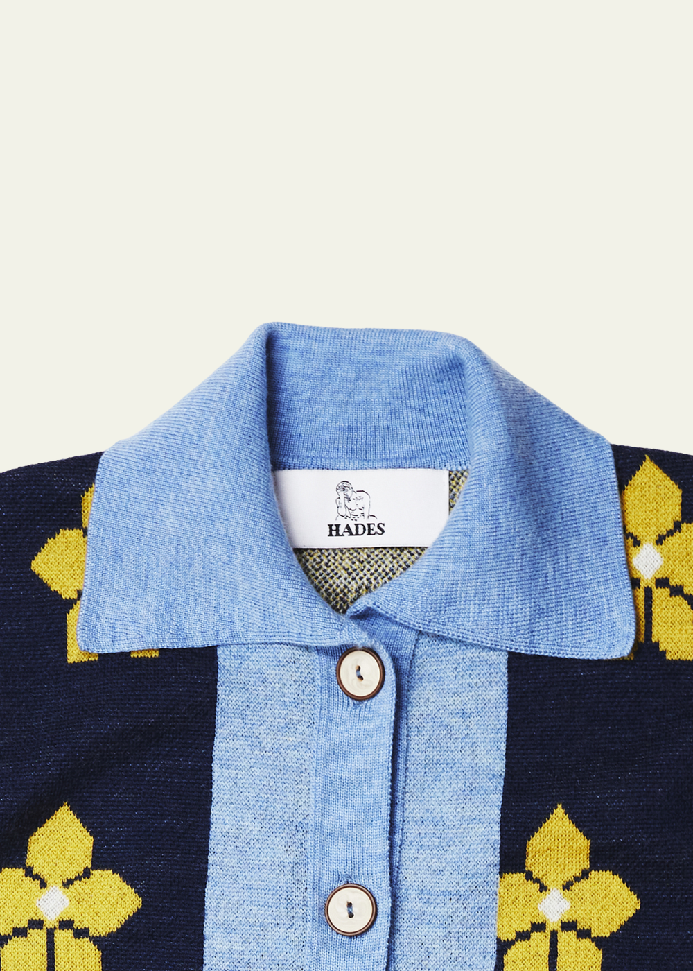 HADES Wool Barbauld Cardigan | Blue Flower