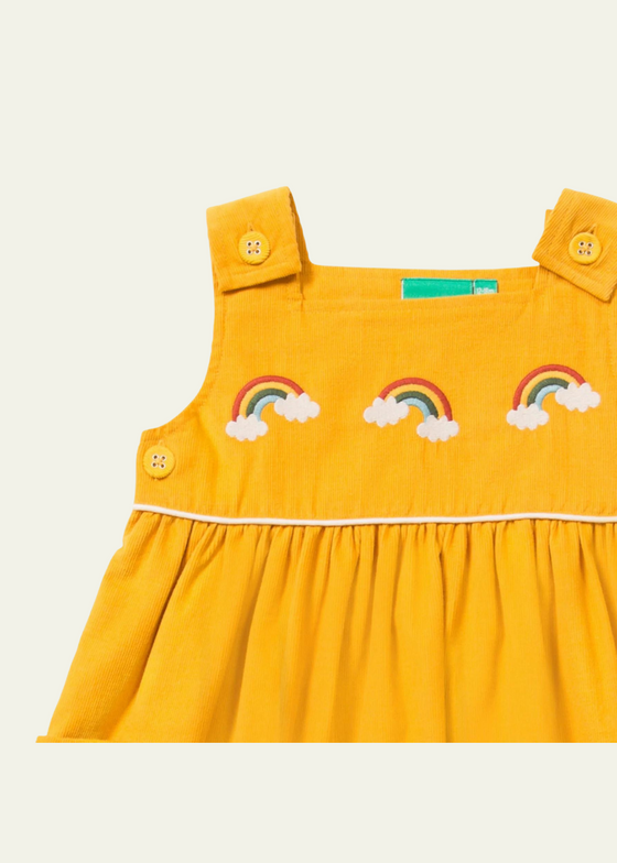 Little Green Radicals yellow pinafore girls dress 