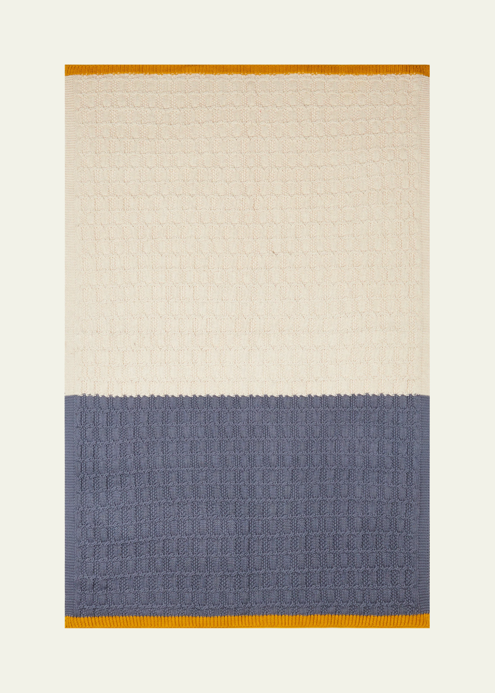 Sophie Home Textured Baby Blanket — Blue &amp; Cream Cotton Knit