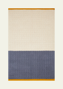  Sophie Home Textured Baby Blanket — Blue & Cream Cotton Knit