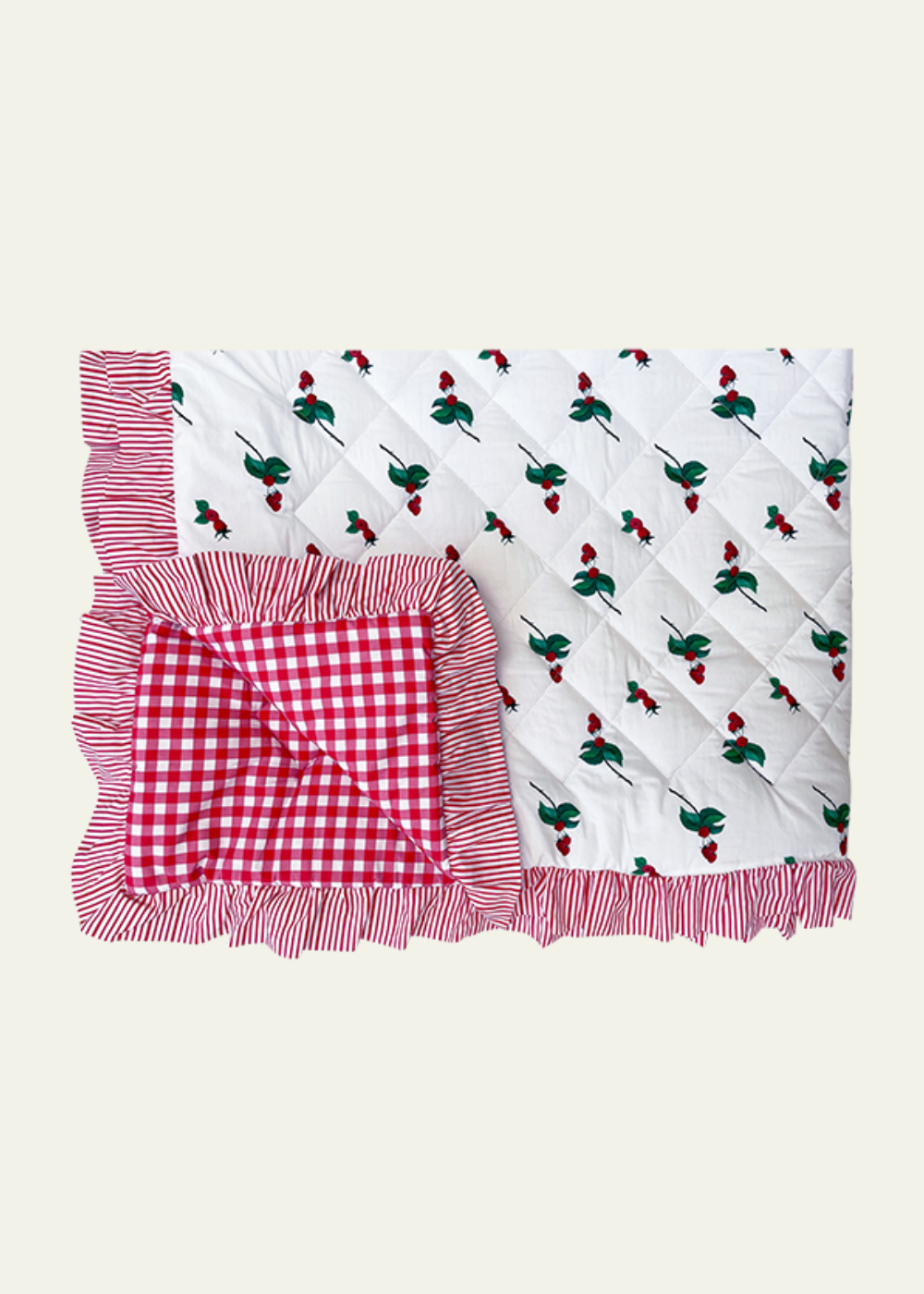 Evie &amp; Skye Ruffled Raspberry Quilt &amp; Pillow Set