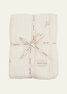  Avery Row Embroidered Muslin Blanket - Wild Chamomile