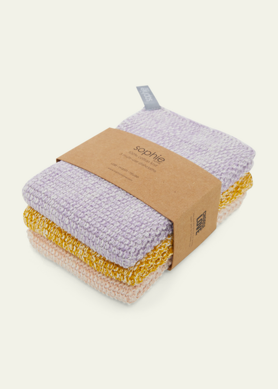 Sophie Home Eco-Friendly Cotton Knit Dishcloths - Lilac Space Dye