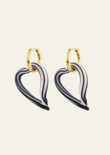  Sandralexandra Heart of Glass Hoop Earrings in Striped Ivory & Black Quinn Says