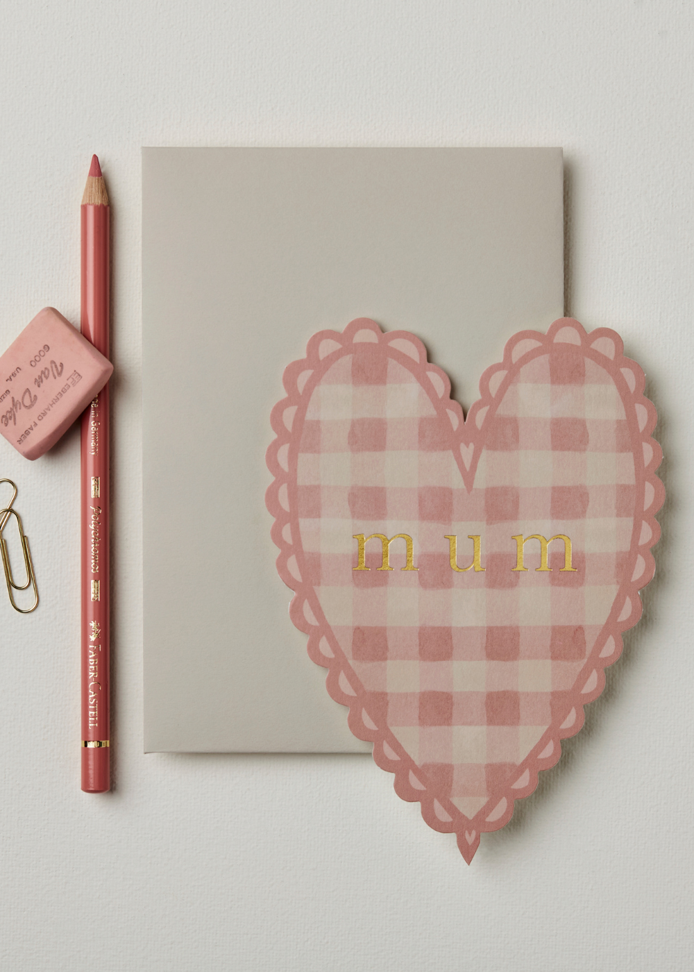 Wanderlust Paper Co. Pink Gingham 'Mum' Heart